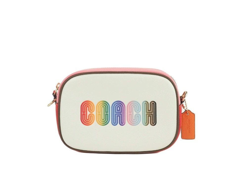 Jamie Mini Rainbow Logo Leather Camera Crossbody Bag