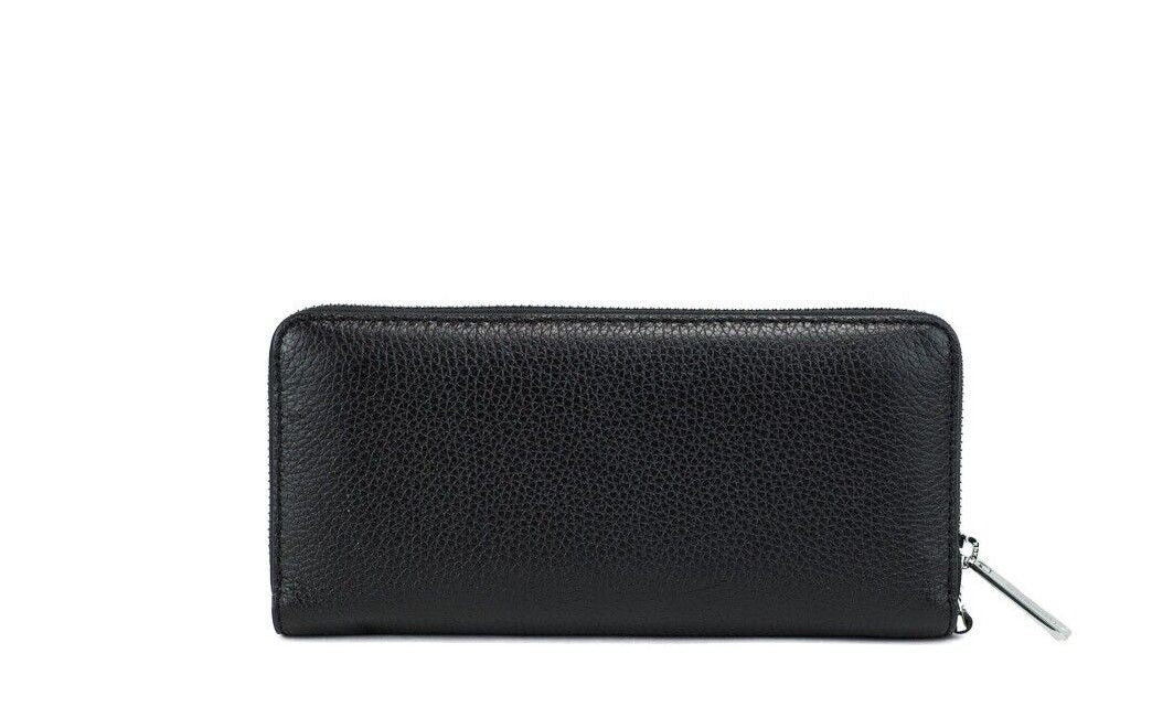 Jet Set Travel Large Black Leather Silver Continental Wrist Wallet