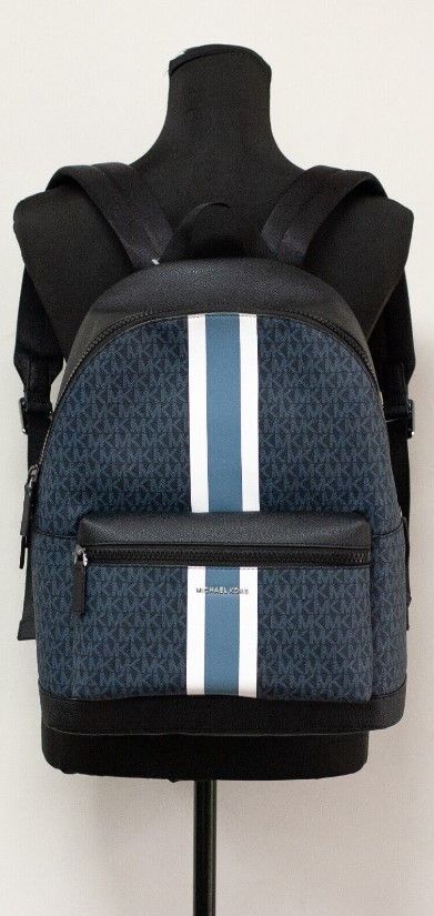 Cooper Large Admiral Signature PVC Varsity Stripe Backpack Bookbag Blue