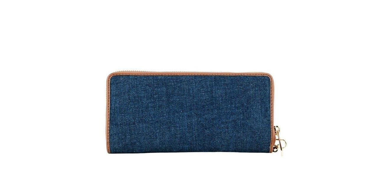 Jet Set Travel Large Indigo Denim Canvas Continental Wrist Wallet