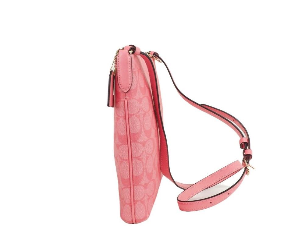 Rowan Medium Coated Canvas Pink Lemonade File Crossbody Handbag