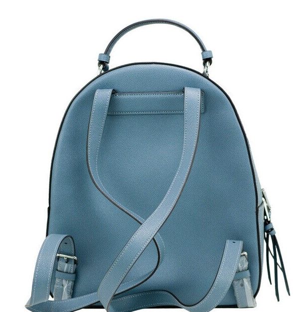 Jordyn Varsity Stripe Indigo Crossgrain Leather Backpack Bookbag