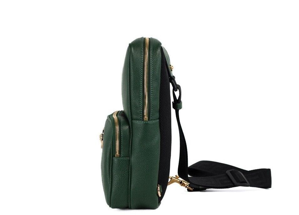 Medusa Small Dark Green Calf Leather Sling Pack Backpack Bookbag Bag