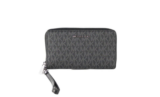 Jet Set Large Black Signature PVC Flat Multifunction Wrist Wallet