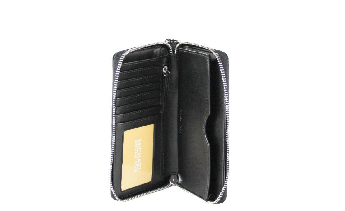 Jet Set Large Black Signature PVC Flat Multifunction Wrist Wallet