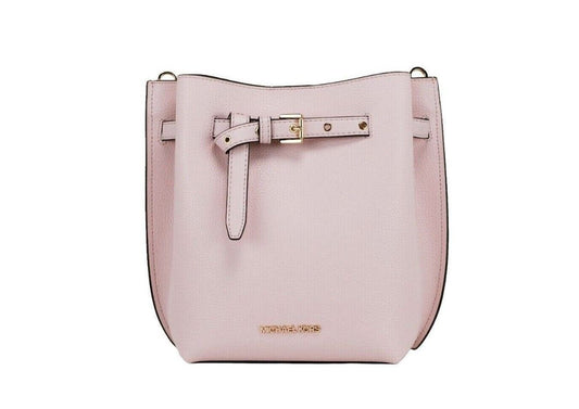 Emilia Small Powder Blush Pebble Leather Bucket Messenger Handbag