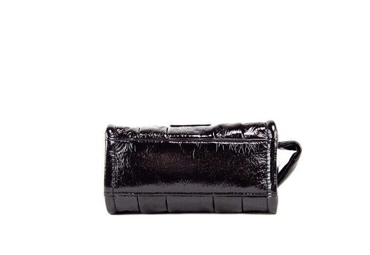 The Shiny Crinkle Micro Tote Black Leather Crossbody Bag Handbag