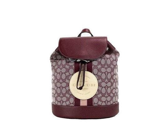 Dempsey Wine Multi Signature Jacquard Canvas Logo Patch Backpack