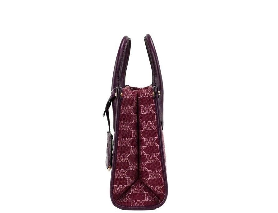 Mirella Small Mulberry Canvas Top Zip Shopper Tote Crossbody Bag