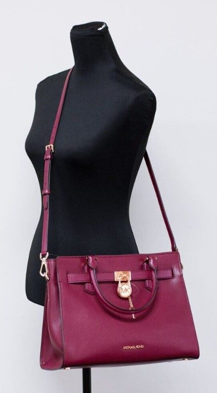 Hamilton Mulberry Grained Leather Satchel Crossbody Handbag Purse