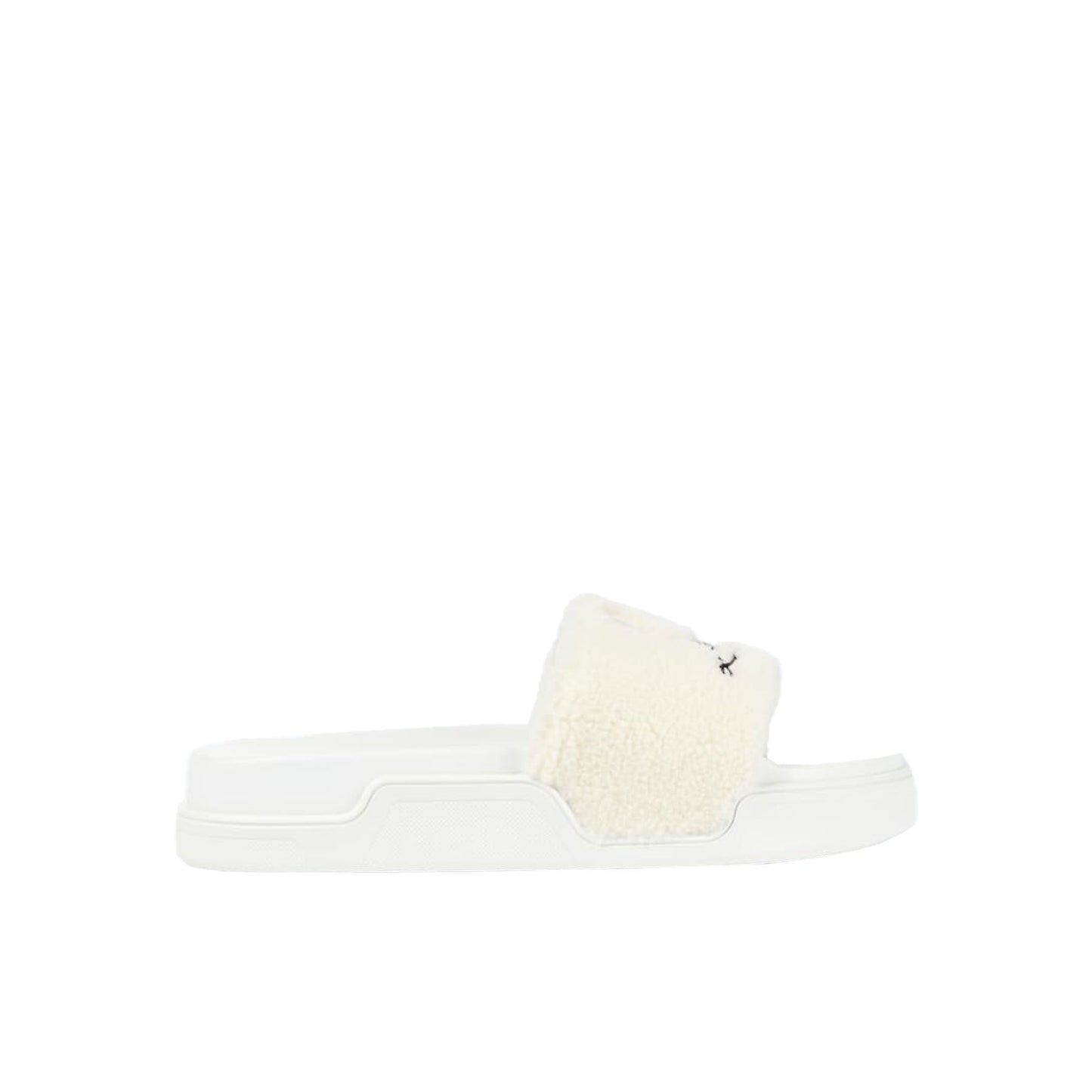 White Rubber and Fabric Navy Pool sandals