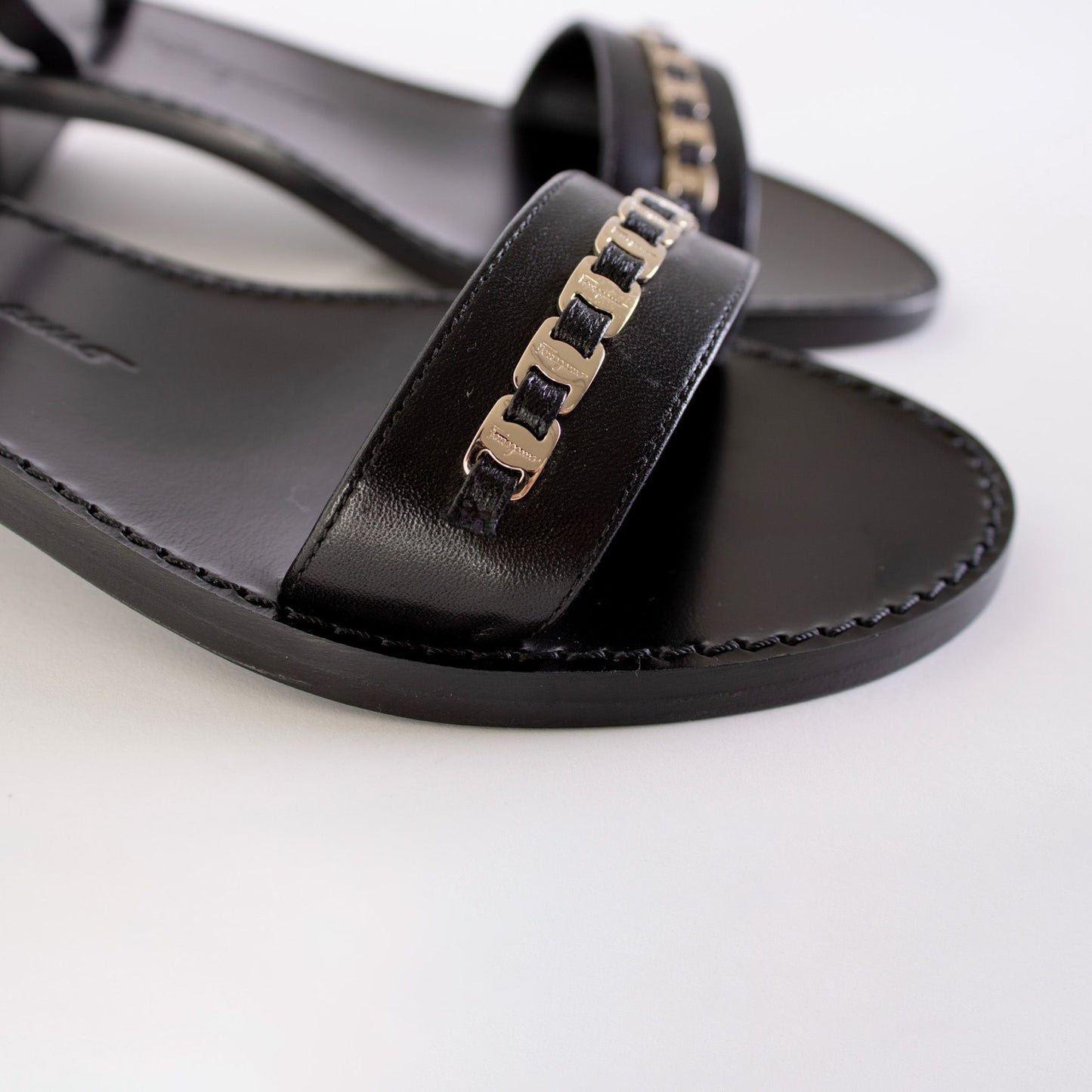 Black Leather Tremiti Sandals