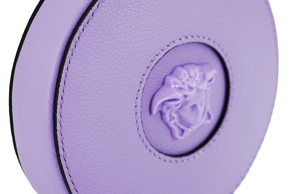 Elegant Round Mini Shoulder Bag in Lustrous Purple