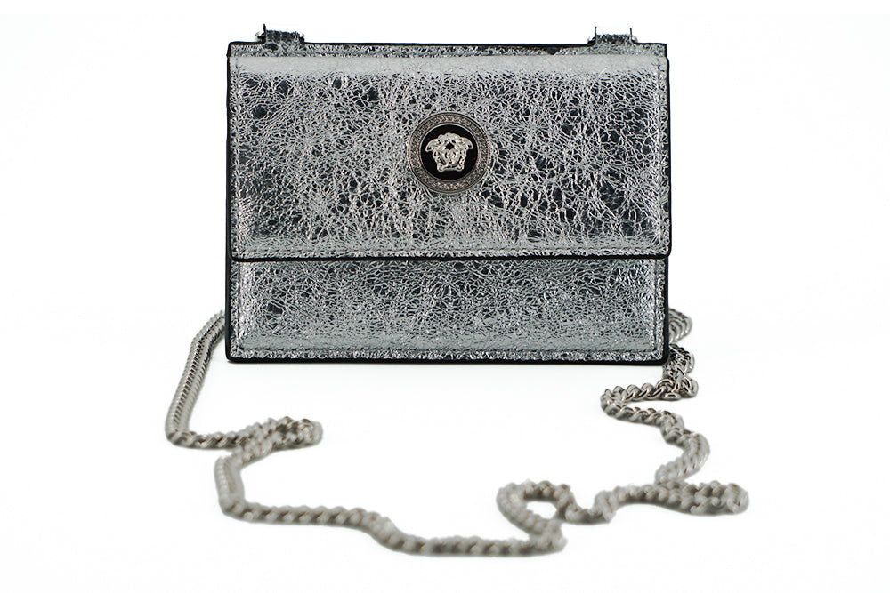 Elegant Silver Nappa Leather Card Case