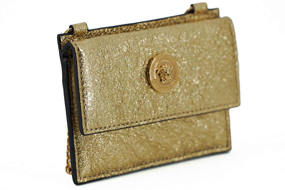 Elegant Gold Nappa Leather Card Holder