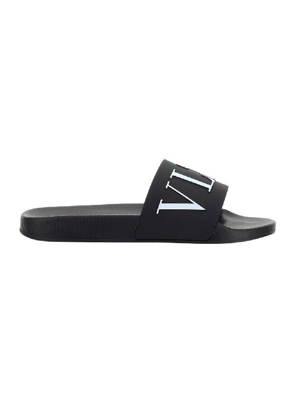 Elegant Black & White Valentino Slides Sandals