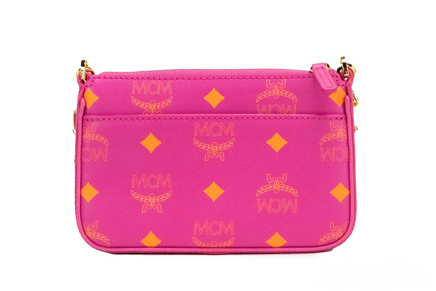 Splash Logo Fuchsia Pink Smooth Leather Mini Pouch Crossbody Handbag