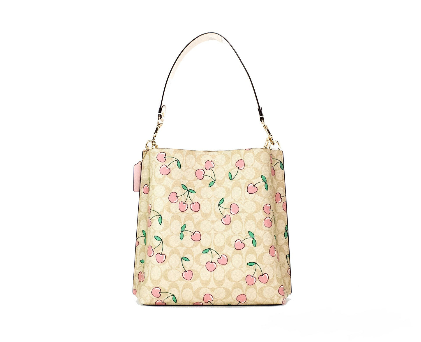 Mollie Heart Cherry Print Signature Coated Canvas Bucket Handbag