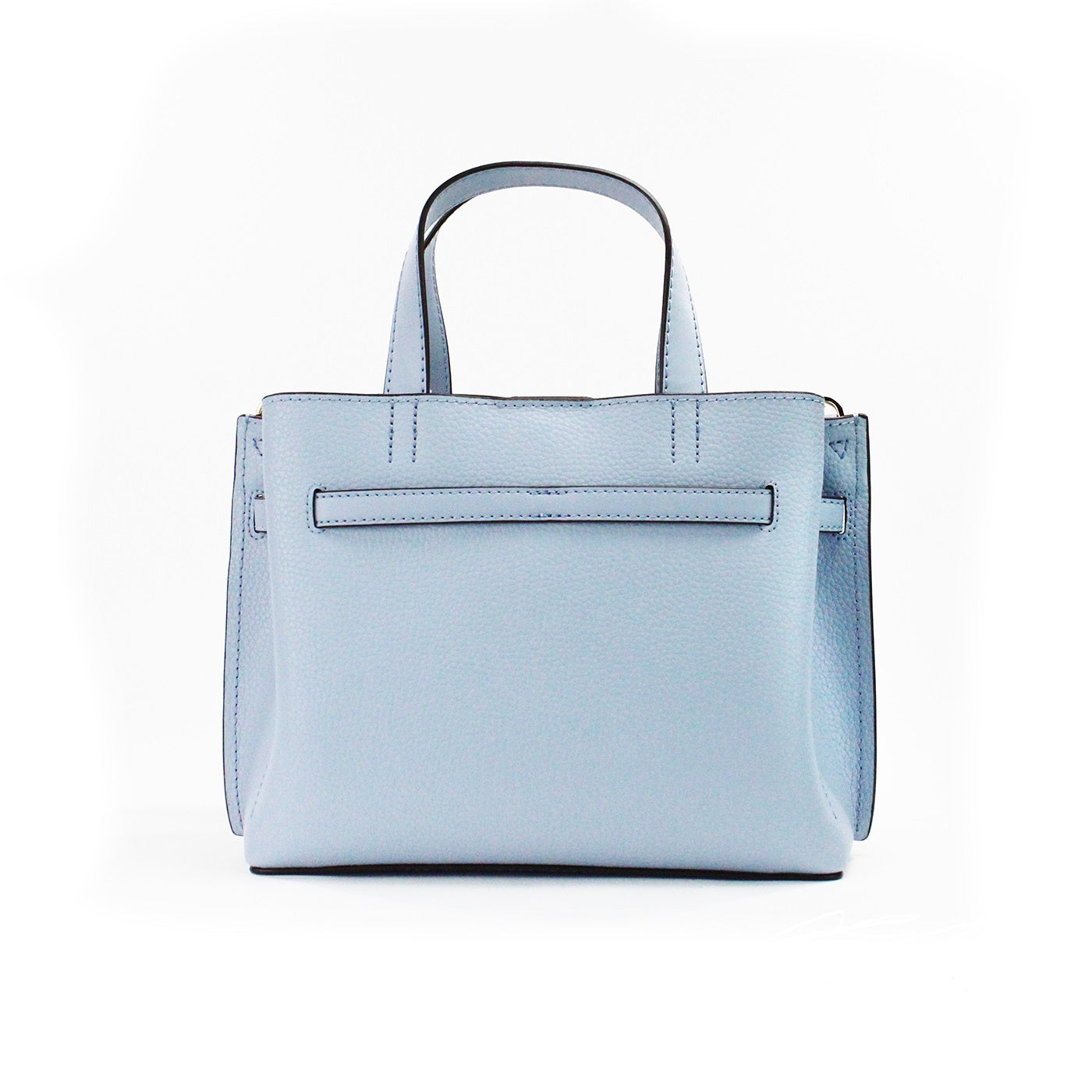 Emilia Small Pale Blue Pebbled Leather Satchel Crossbody Bag