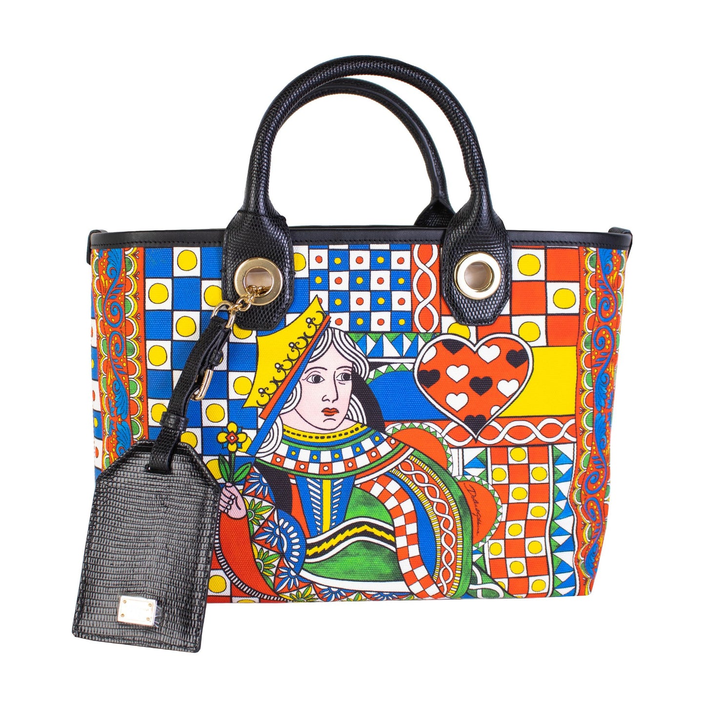 Leather Printed Queen of Hearts Handbag