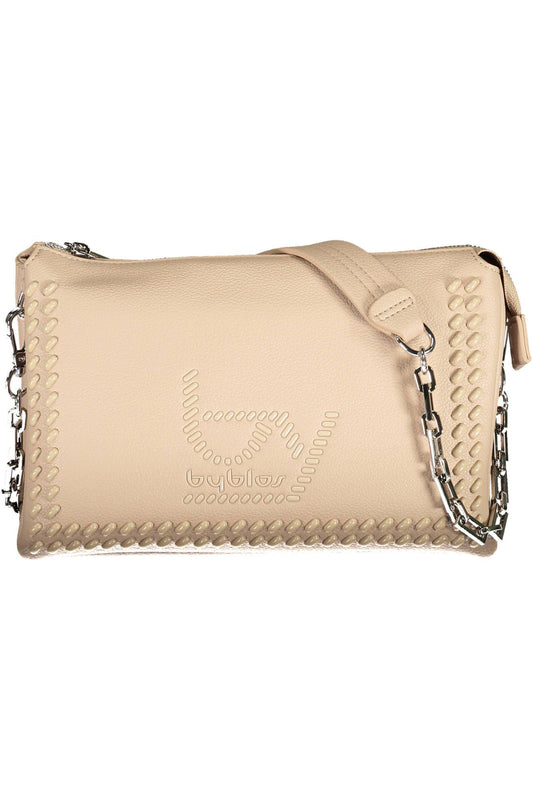 Beige Polyurethane Handbag