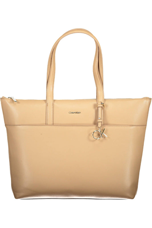 Beige Polyester Handbag