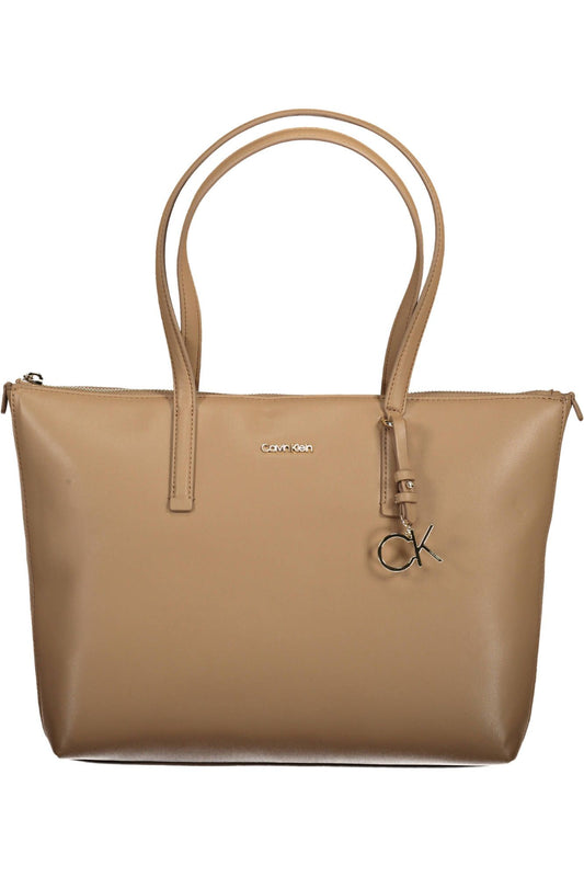 Beige Polyester Handbag