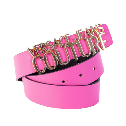 Leather Pink Brand Logo Belt