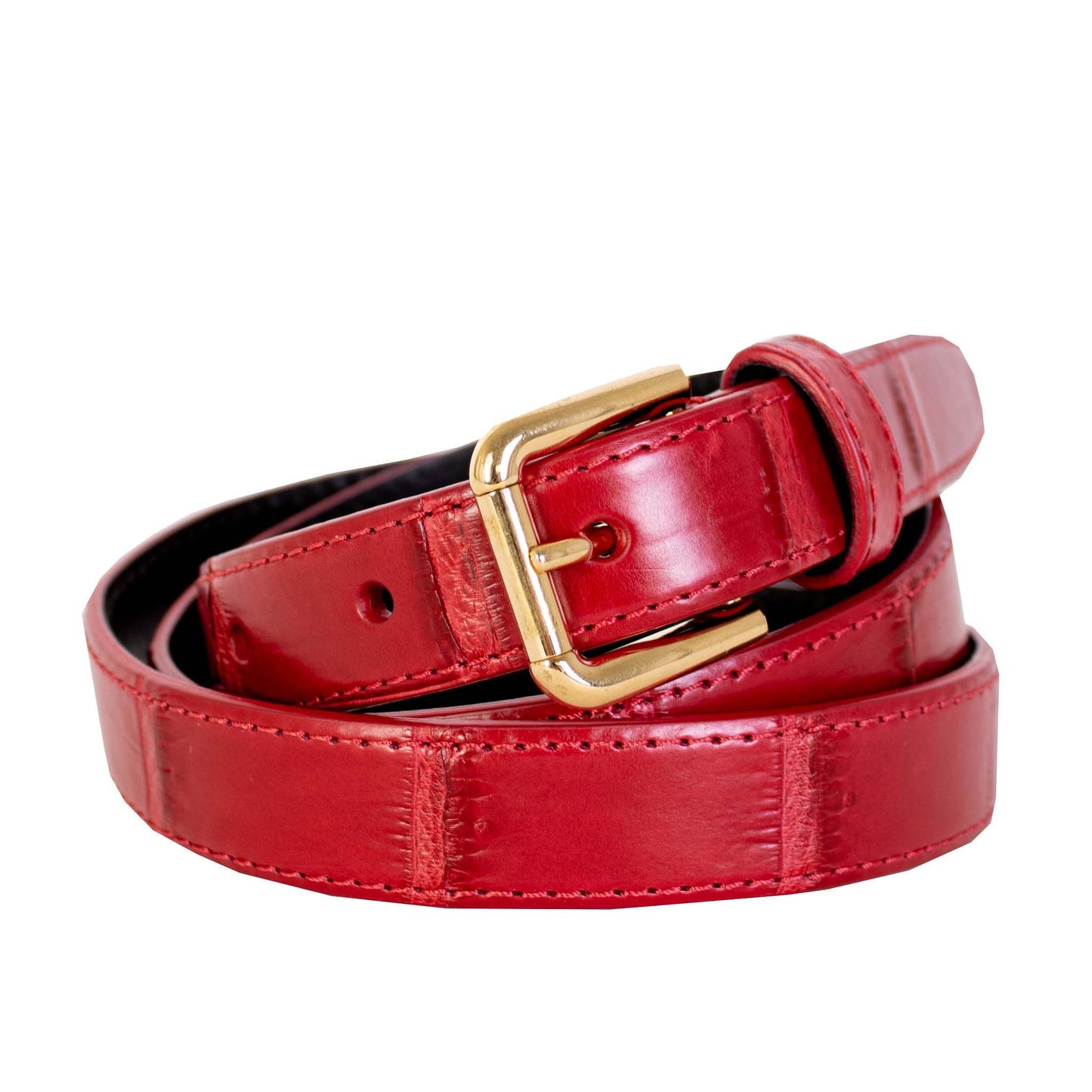 Dolce & Gabbana Red Crocodile print leather Belt