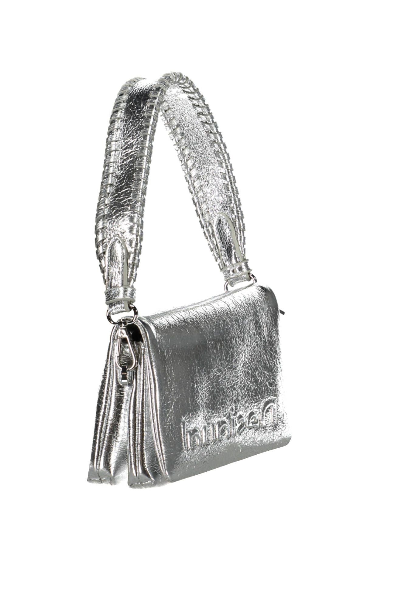 Silver Polyurethane Handbag