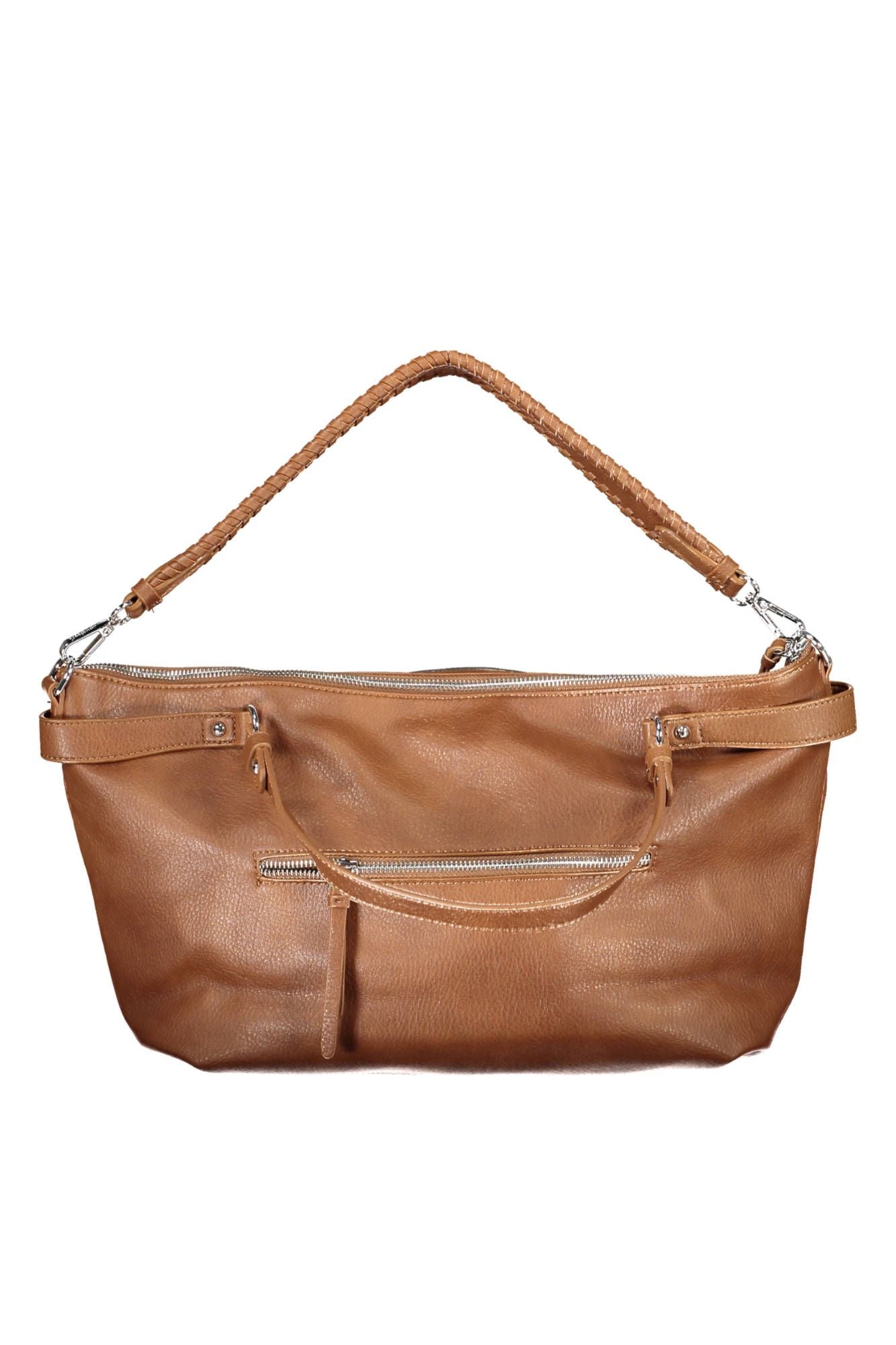 Brown Polyurethane Handbag