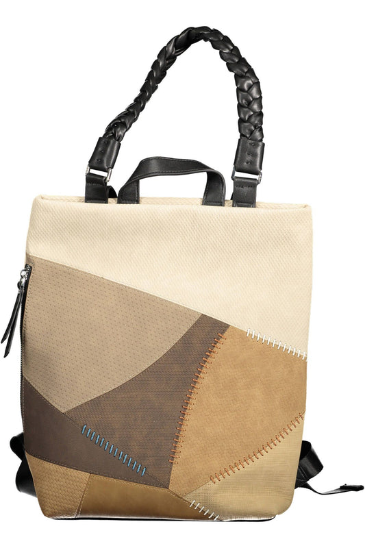 Beige Polyurethane Backpack