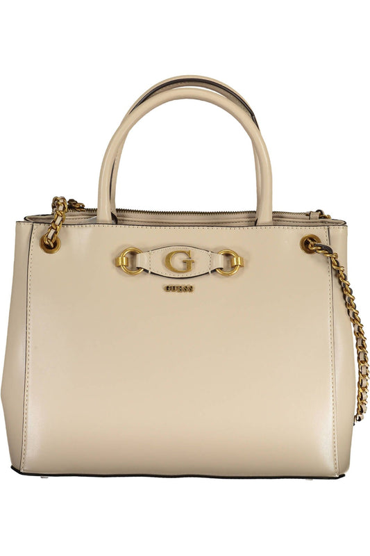 Beige Polyurethane Handbag