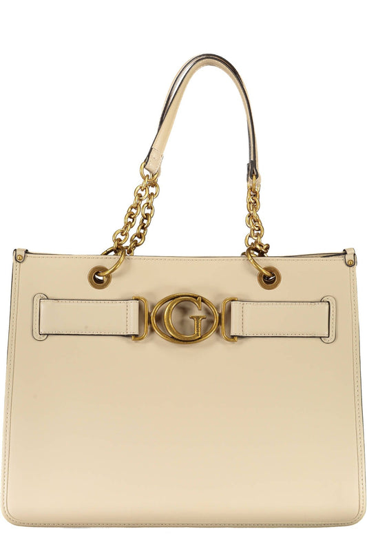 Beige Polyurethane Handbag