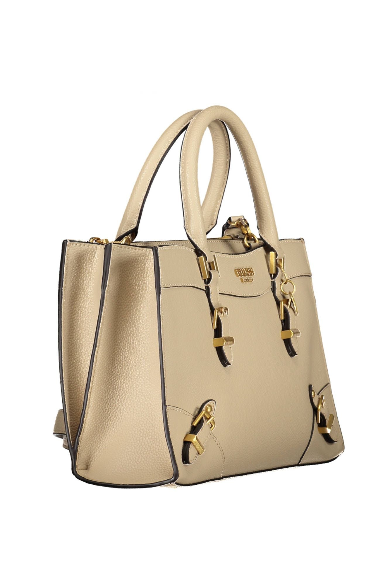 Beige Polyurethane Handbag