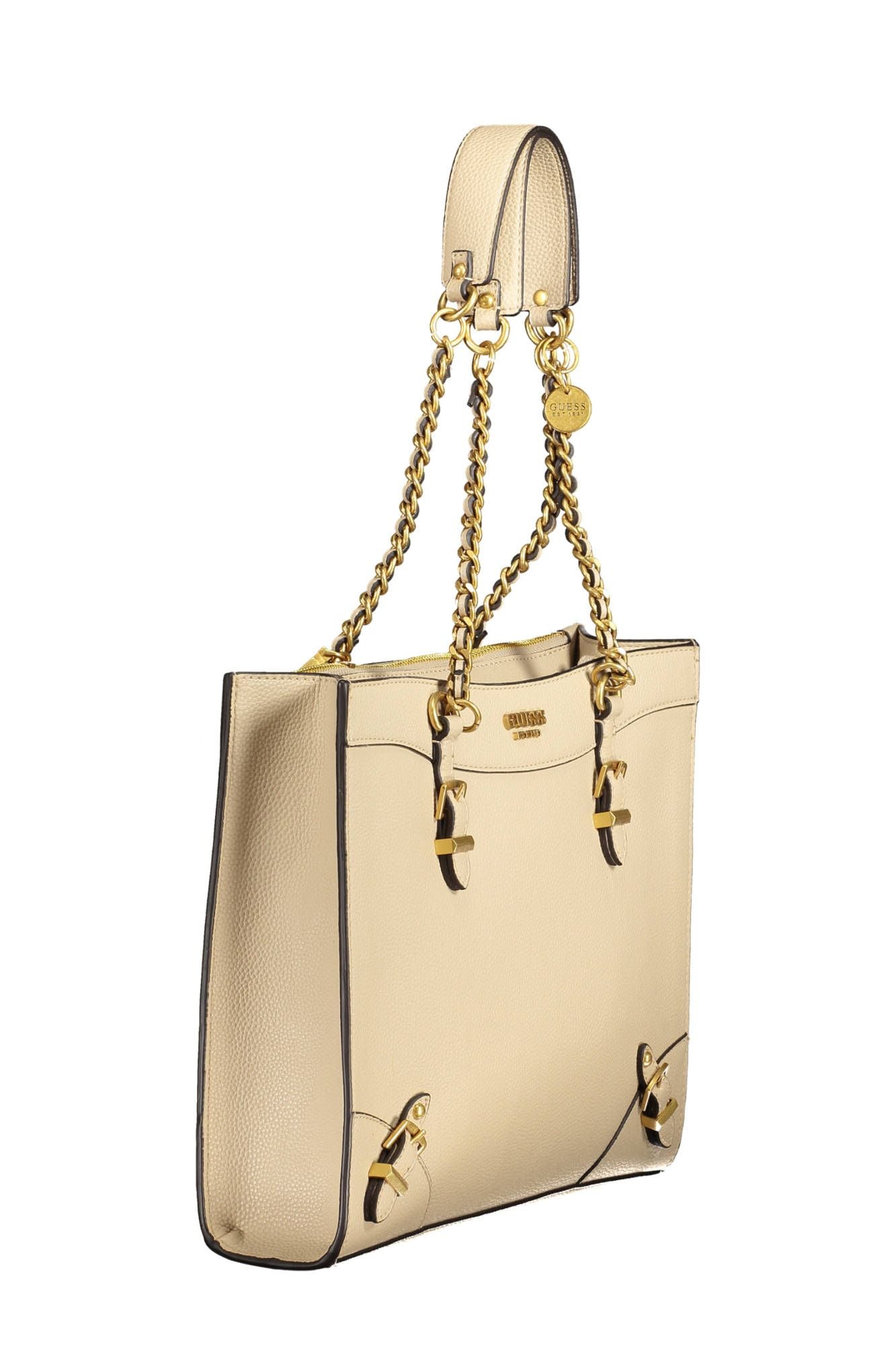 Beige Polyurethane Handbag