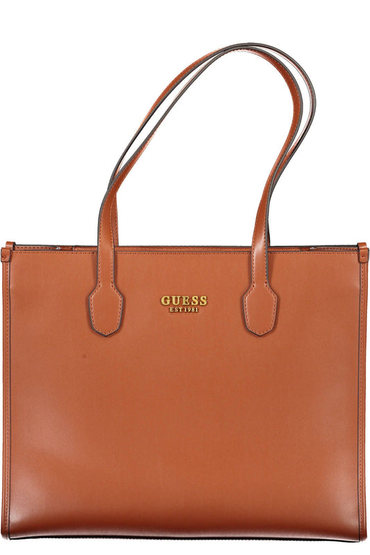 Brown Polyurethane Handbag