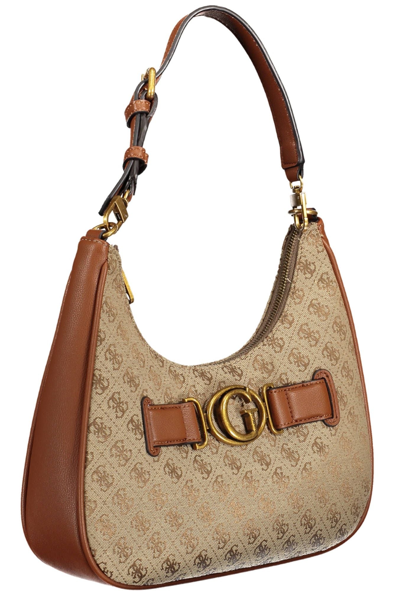 Brown Polyurethane Handbag