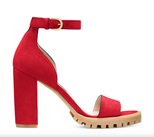 Chic Suede Lug Sole Winona Sandals in Red