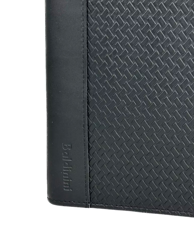 Elegant Black Leather Vertical Wallet