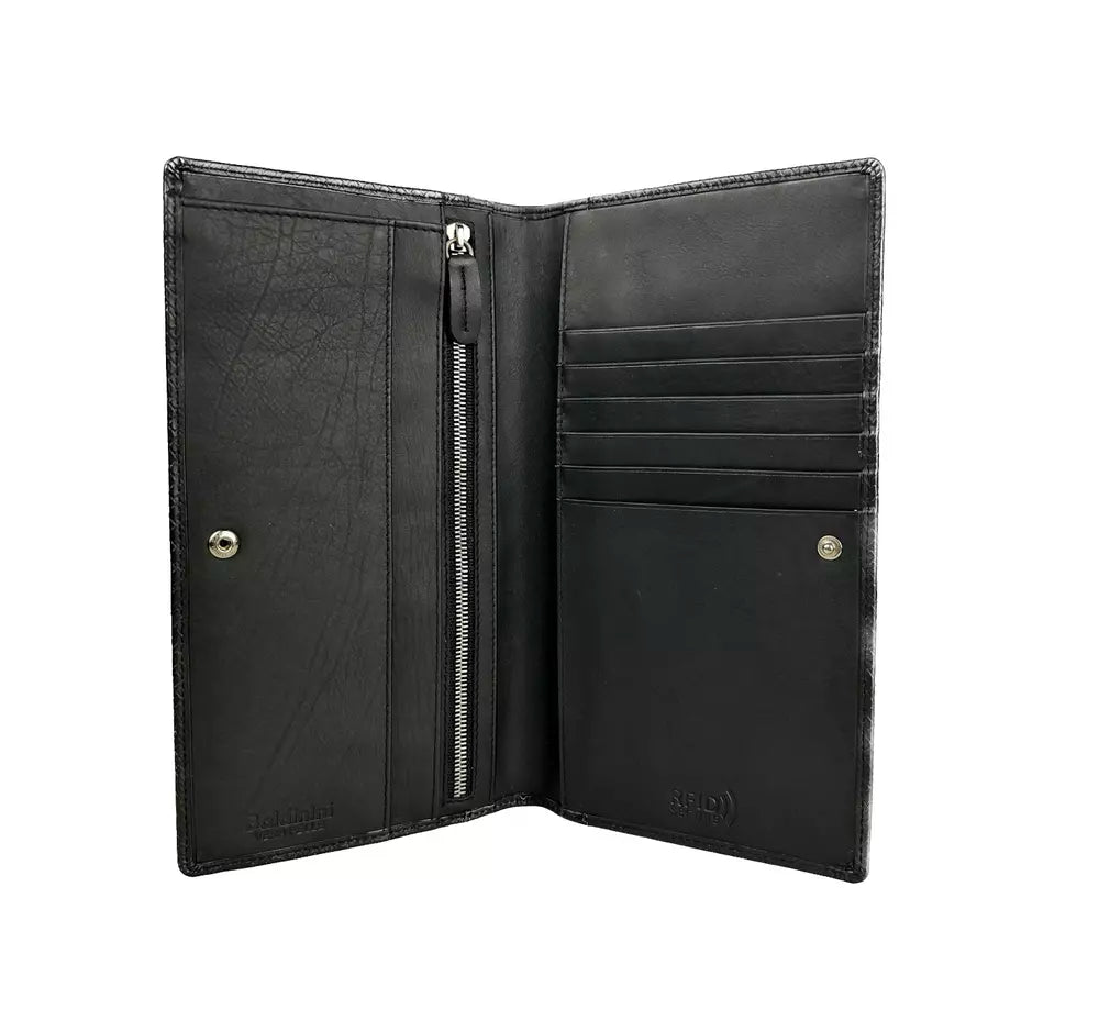 Elegant Black Leather Vertical Wallet