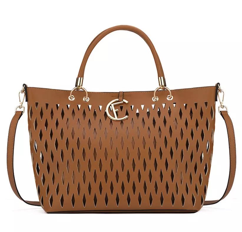 Elegant Faux Leather Weave Handbag