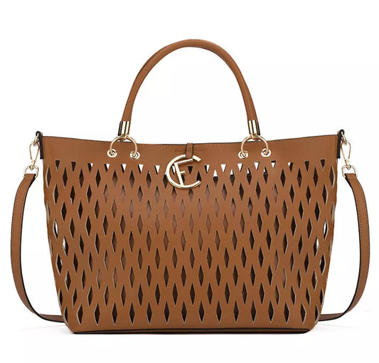 Elegant Faux Leather Weave Handbag