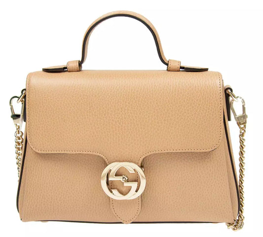 Elegant Beige Leather Crossbody Bag