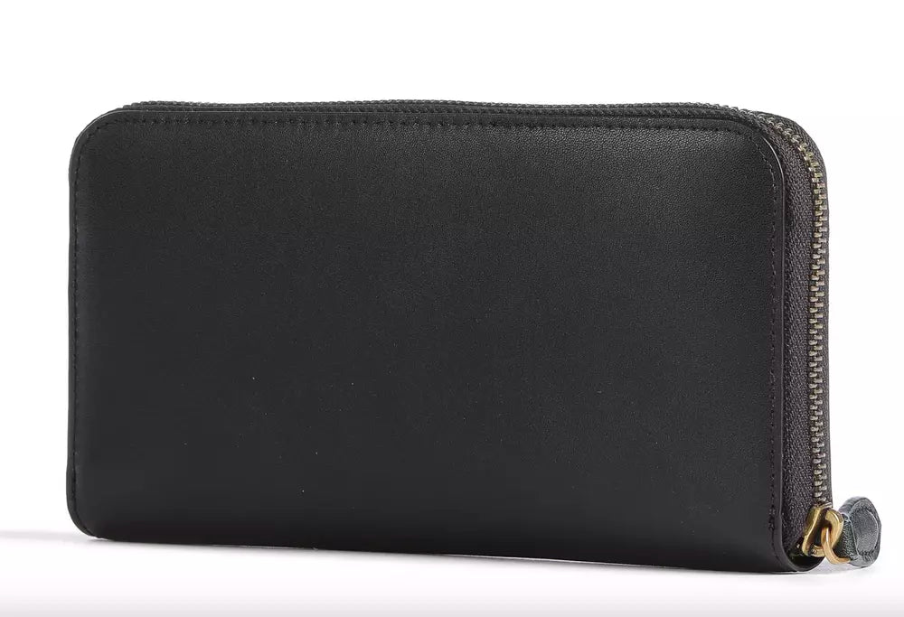 Elegant Black Leather Zip Wallet