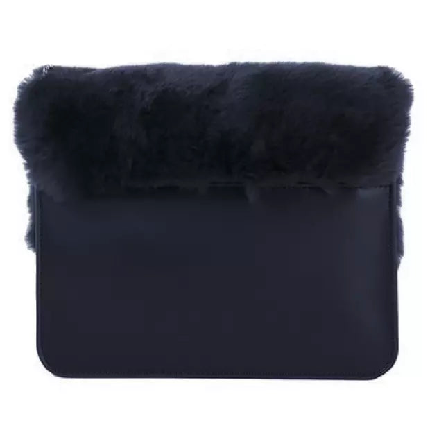 Chic Calfskin Crossbody with Eco-Fur Accent