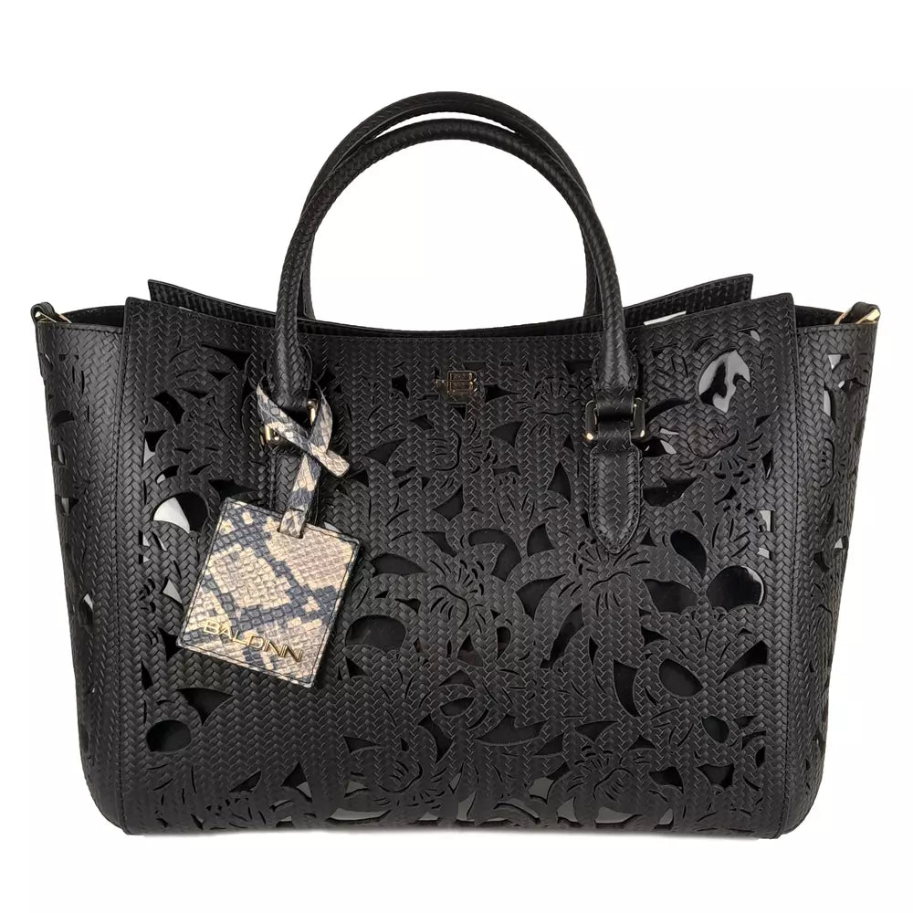 Elegant Floral Calfskin Handbag