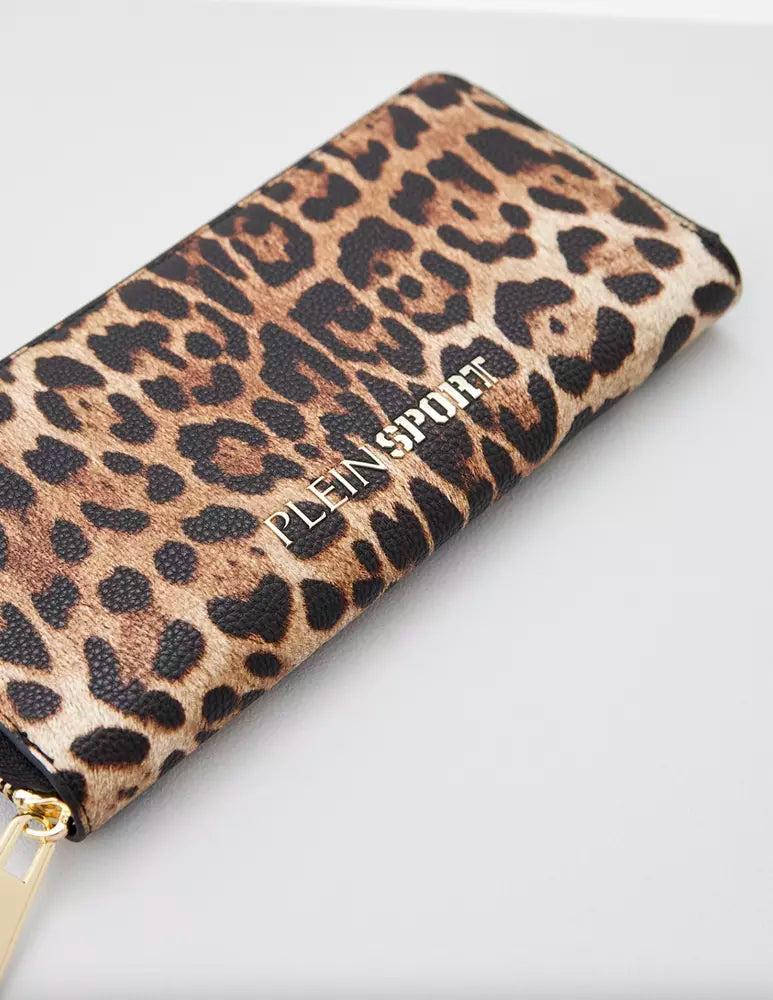 Sleek Designer Zipper Wallet with Gold Accents