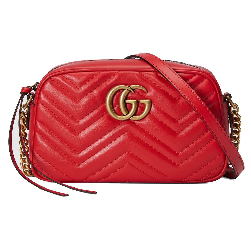 Elegant Red Quilted Leather Shoulder Bag