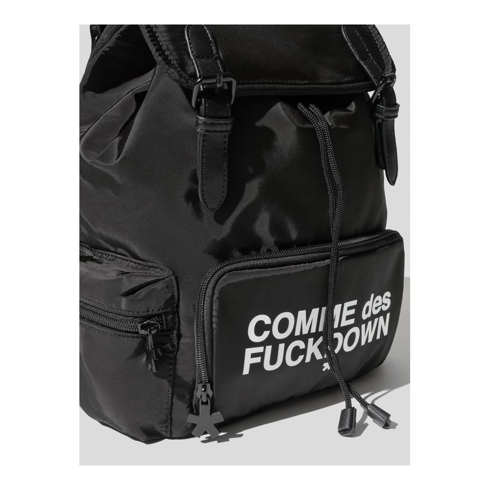 Sleek Black Nylon Backpack with Logo Detail